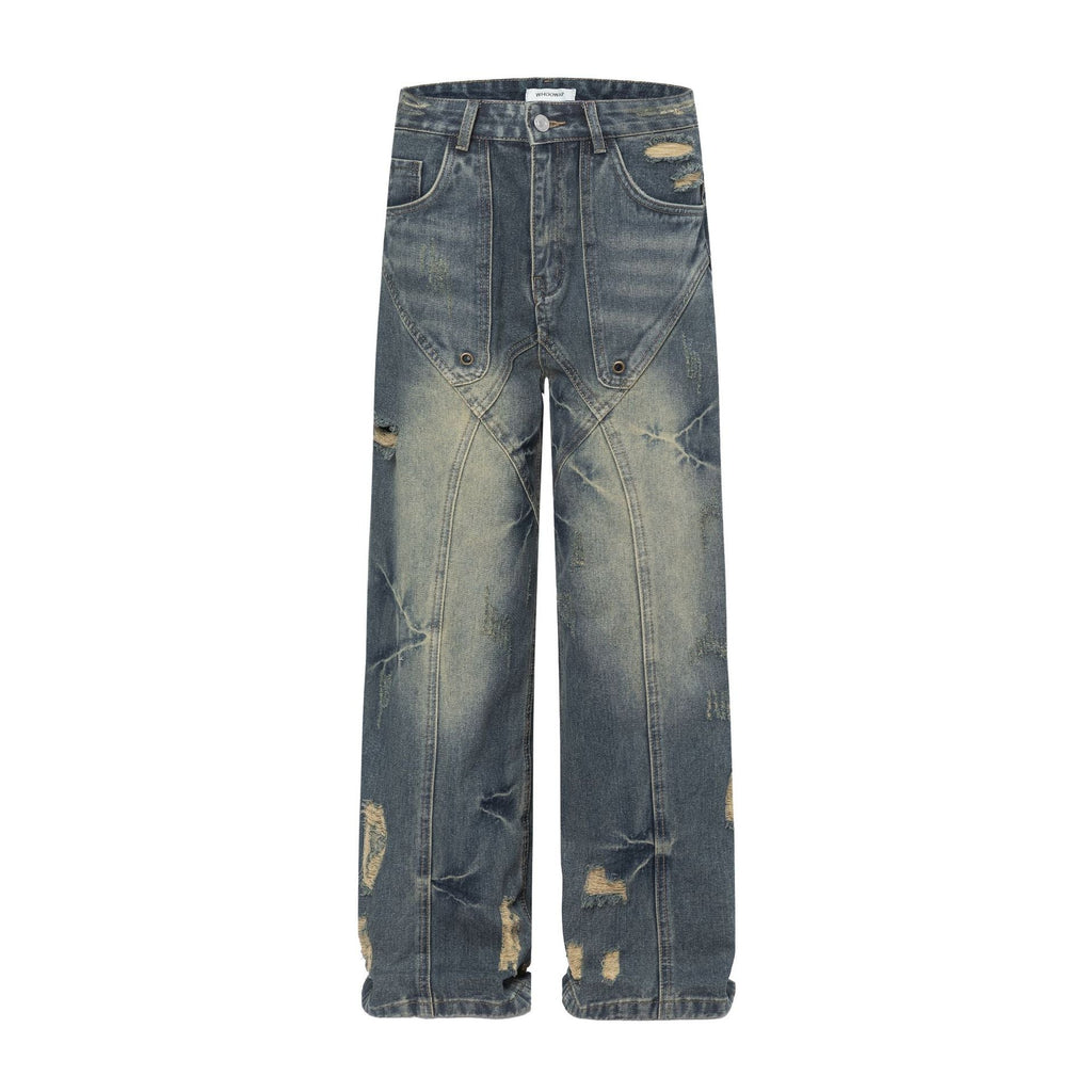 Straight Jeans Loose Distressed Retro Long Pants