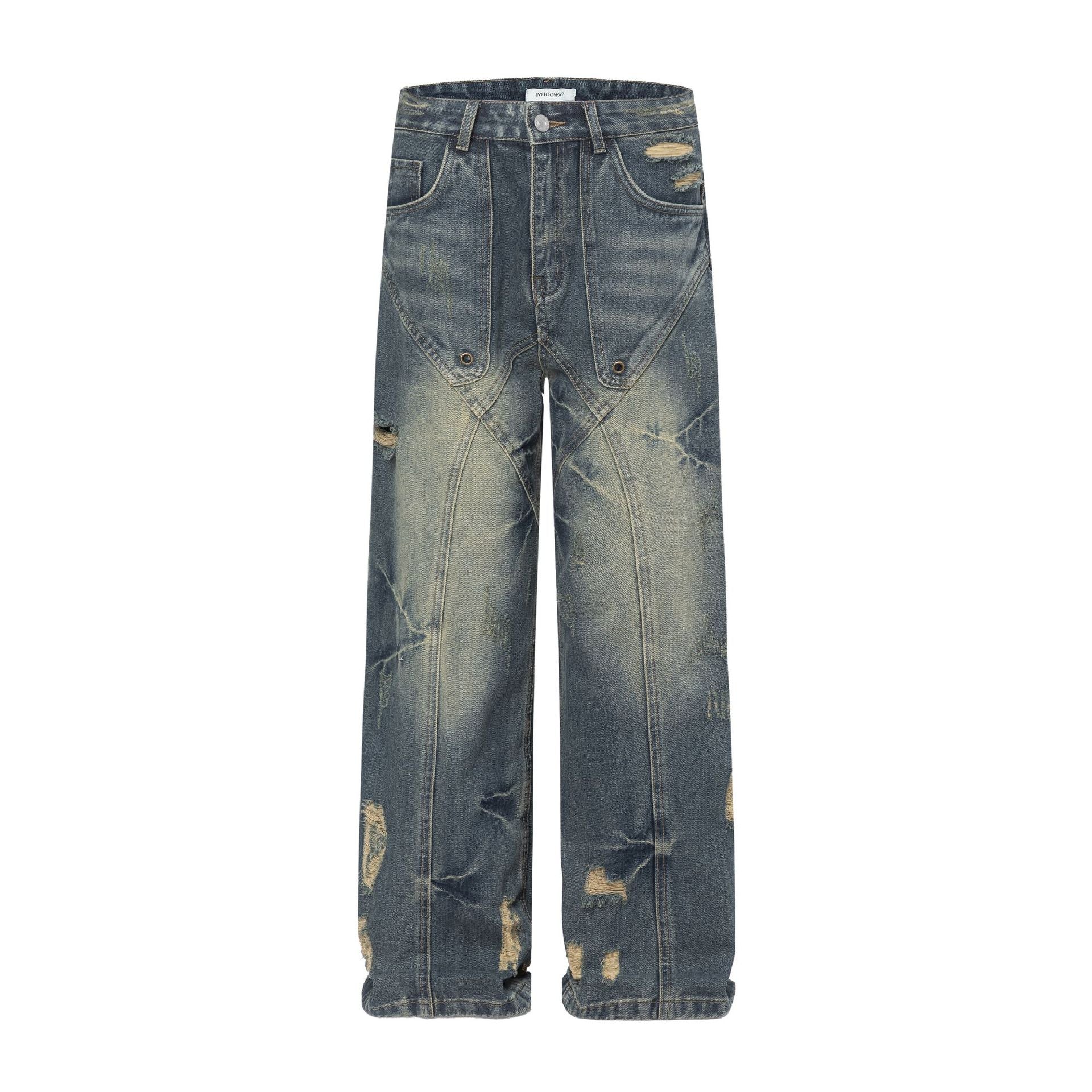 Straight Jeans Loose Distressed Retro Long Pants