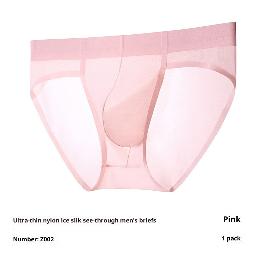 Summer Men's Ice Silk Underwear, Seamless And Enlarged U-shaped Pouch