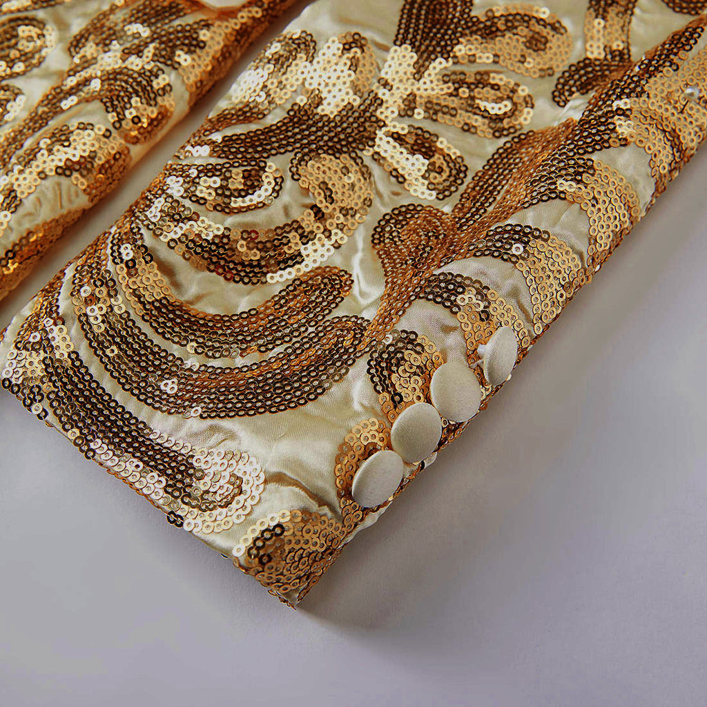 Casual Suit Menswear Men's Gold Retro Floral Sequins