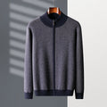 Cashmere Thickened Men's Half Turtleneck Zipper Knitted Cardigan