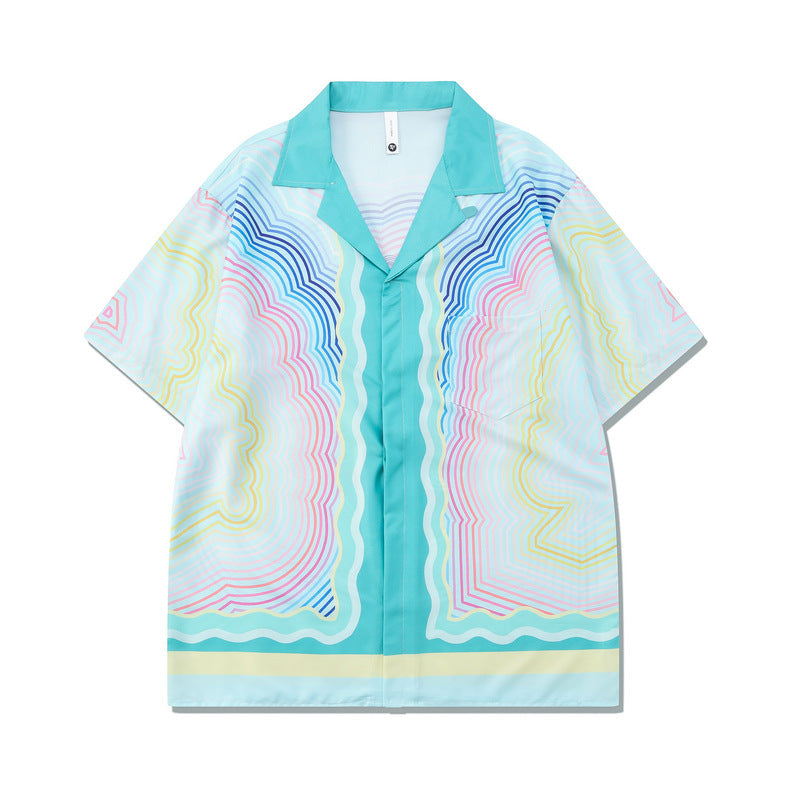 Retro Casual Beach Shirt Shorts Set