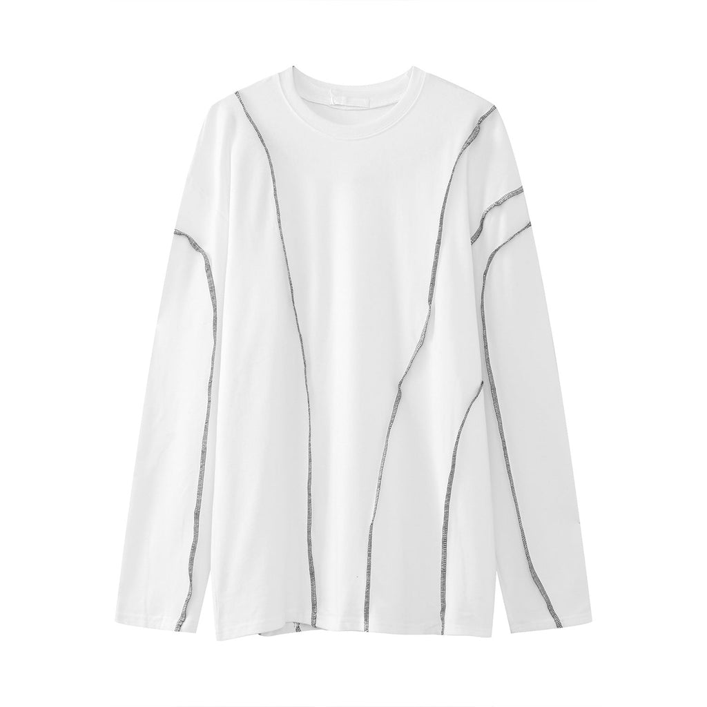 Irregular Topline Design Couples Long Sleeve T-Shirt