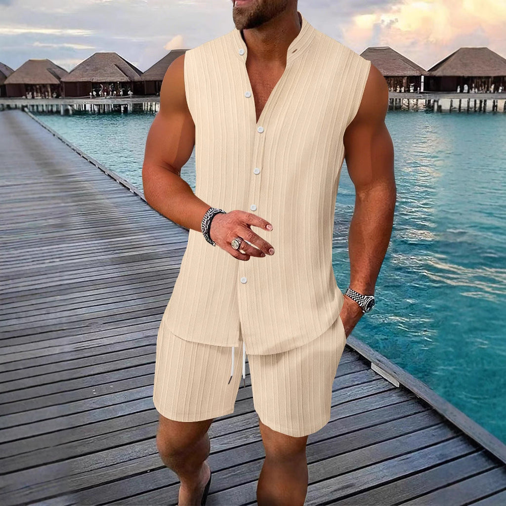 Men's Vest Casual Loose Sleeveless Shorts Suit