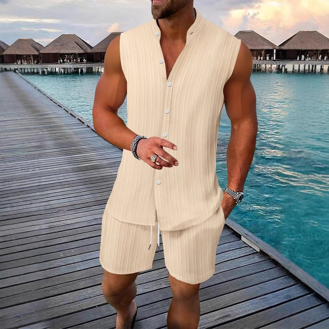Men's Vest Casual Loose Sleeveless Shorts Suit