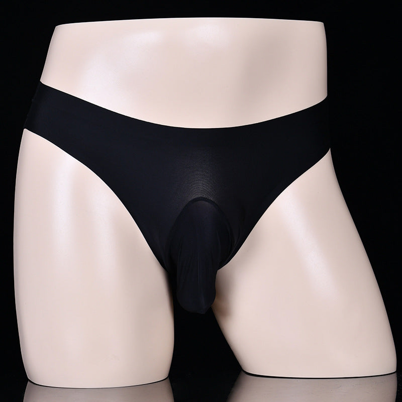 Ice Silk Underwear Men's Briefs Breathable Open Gun Egg Ultra-thin Silky Sexy