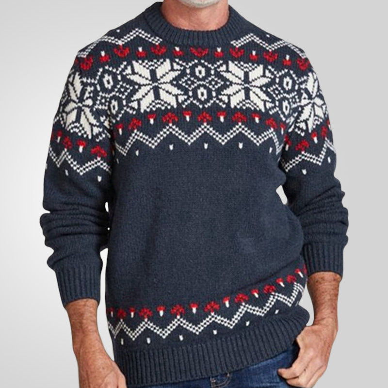 Autumn And Winter Round Neck Pullover Knitting Long Sleeve Brocade Sweater Men