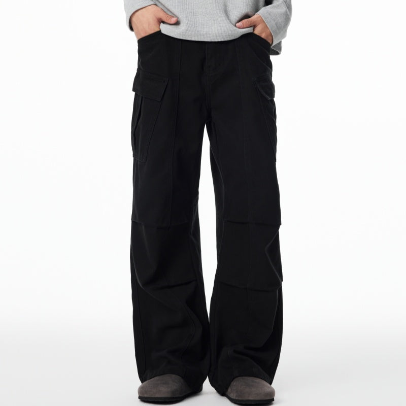 Retro Workwear Straight-leg Jeans With American-style Pleats For Autumn