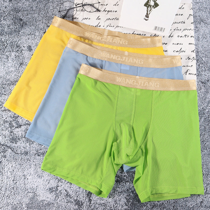 Summer Ice Silk Men's Underwear Boxers Semi-permeable Low Waist Breathable