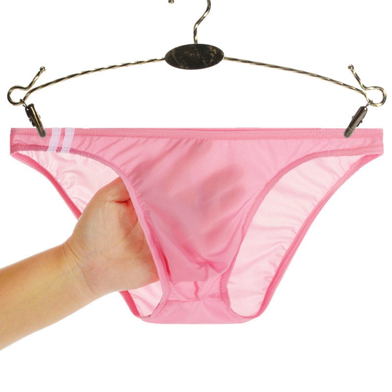 Men's Ice Silk Transparent Thin Low Waist Briefs