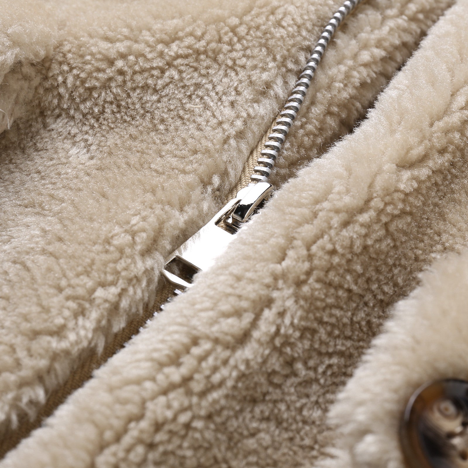 Jacket Lapel Zipper Padded Plush Coat