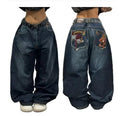 Design Sense American Retro Worn Looking Washed-out Jeans Fashion Brand Youth Wide Leg