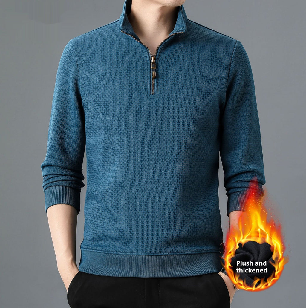 Stand Collar Half Zip Autumn And Winter Long Sleeve T-shirt Men