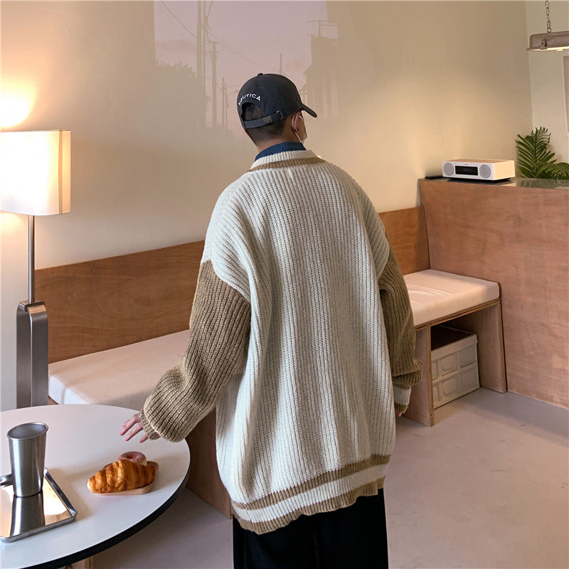 Cartoon Cardigan Sweater Men's Street Loose Casual Knit Sweater Jacket
