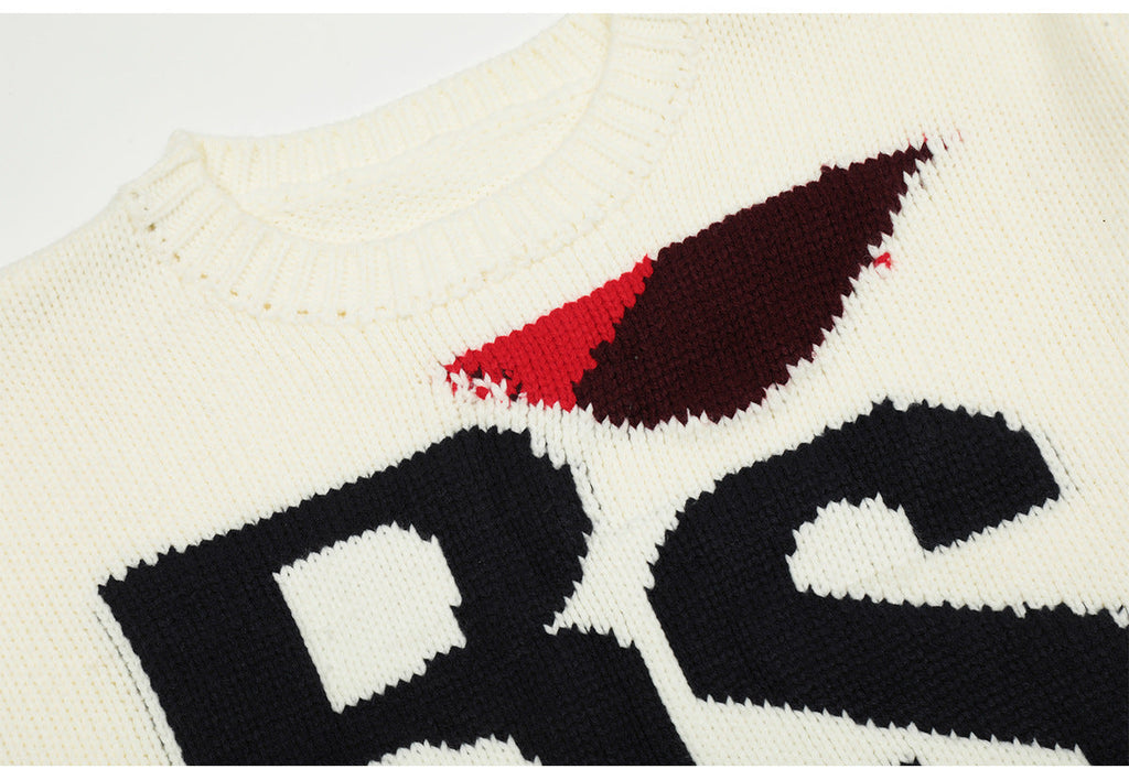 Short Long Sleeve Loose-fitting Pullover Round-neck Knitted Sweater