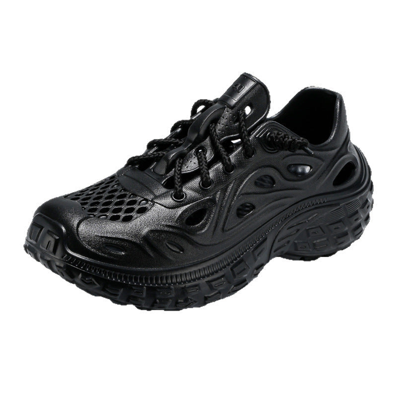 Summer Outdoor Non-slip Sandals Men's Thick-soled Poop Feeling Couple Hole Shoes Covered Heel Slippers