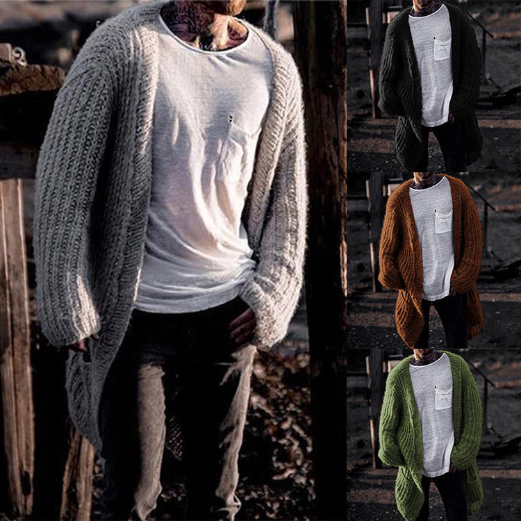 Men's Casual Men's Sweater Sweater Coat Solid Color Long-sleeved Cardigan