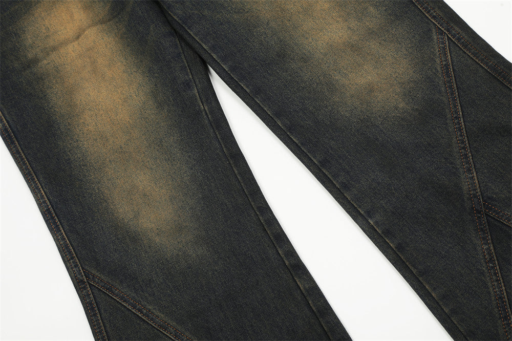 European And American Bootleg Pants Men's Design Niche Split Stitching Loose-fitting Wide-leg Trousers