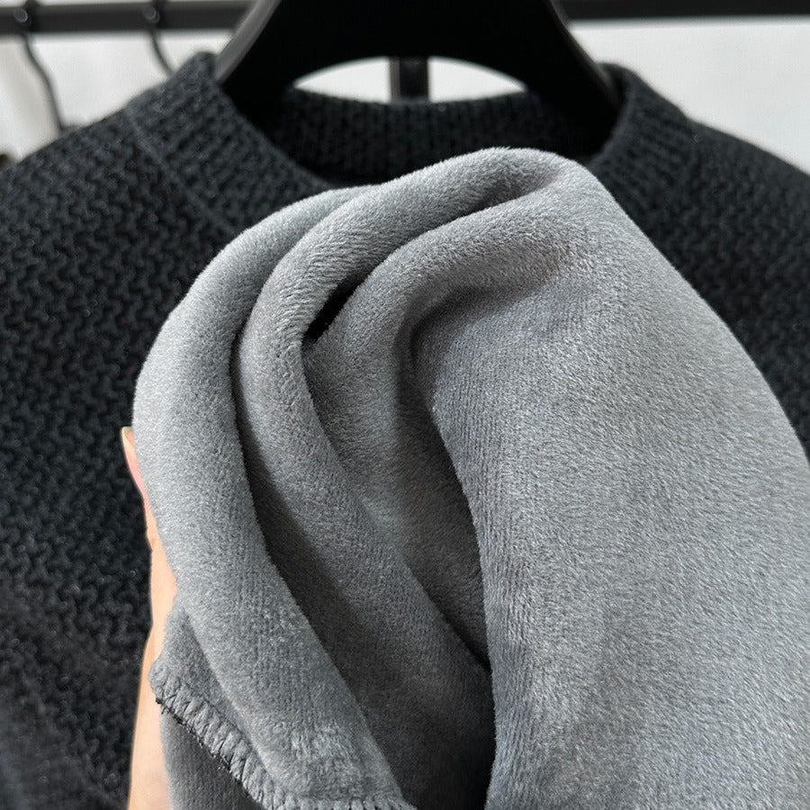 Winter Men's Thermal Round-neck Velvet Padded Sweater
