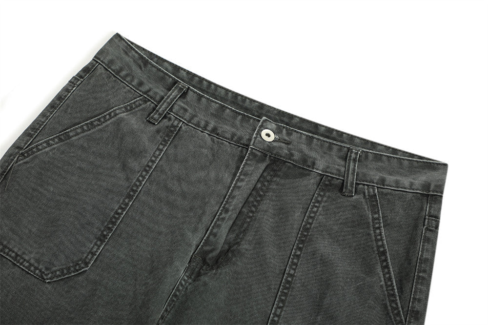 Punk Distressed Washed Denim Overalls Men's Retro