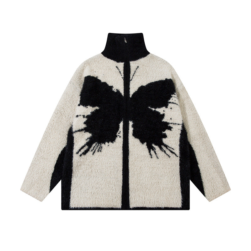 Autumn New Casual Patchwork High Collar Loose All-match Sweater