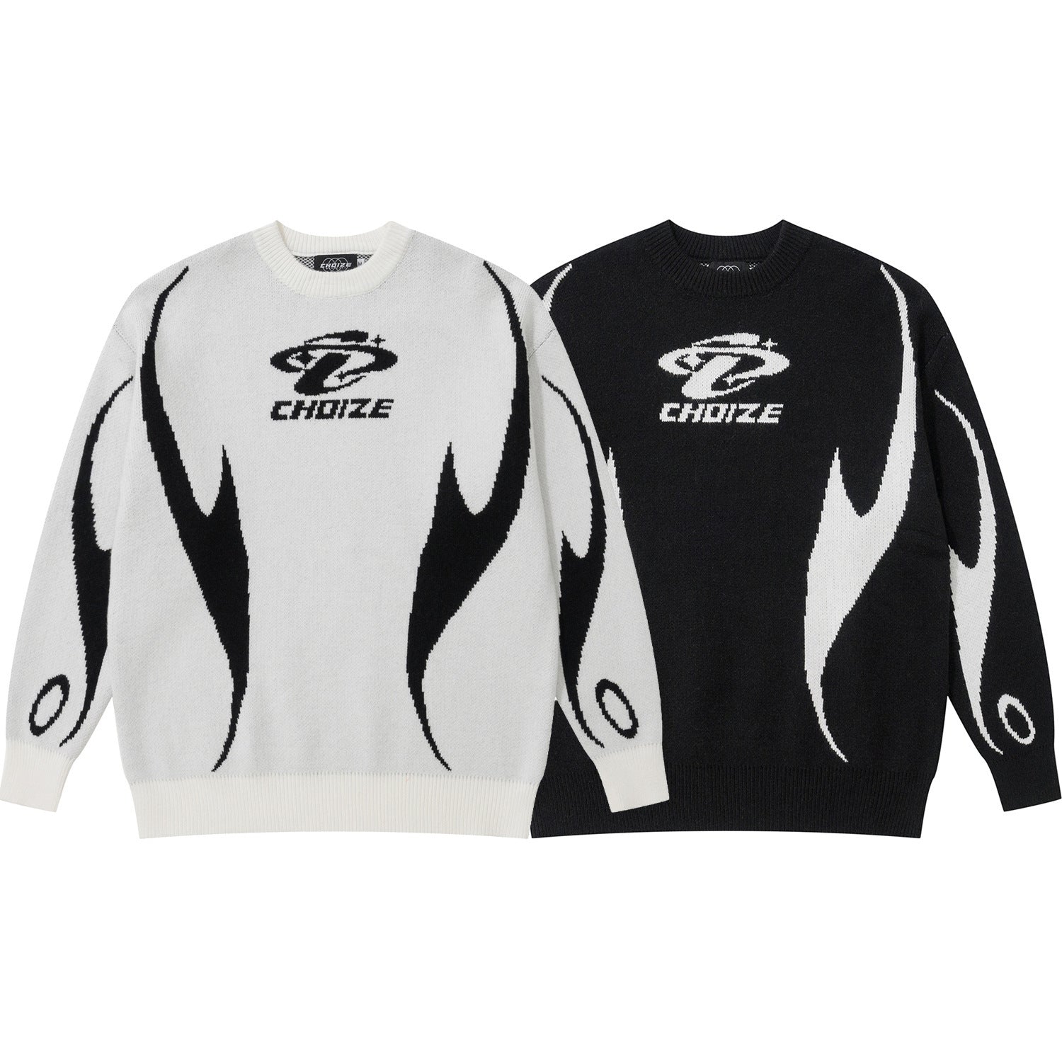 Autumn And Winter New Real Shot Maychao Jacquard Color Block Crew Neck Pullover Sweater