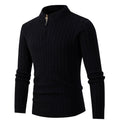 Men's Long Sleeve Twist Half High Neck Zipper Knit
