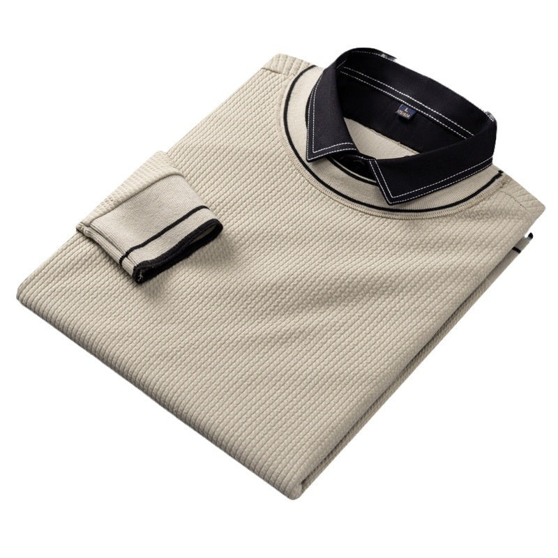 Men's False Two Pieces Velvet Padded Bottoming Shirt