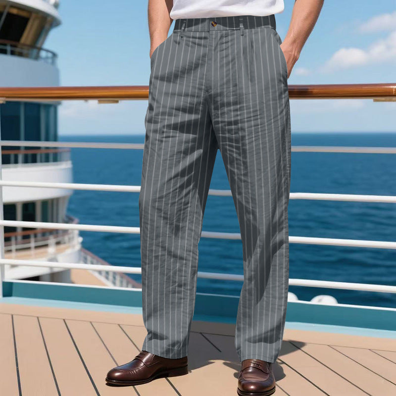 Loose Breathable And Simple Vertical Straight Men's Casual Pants