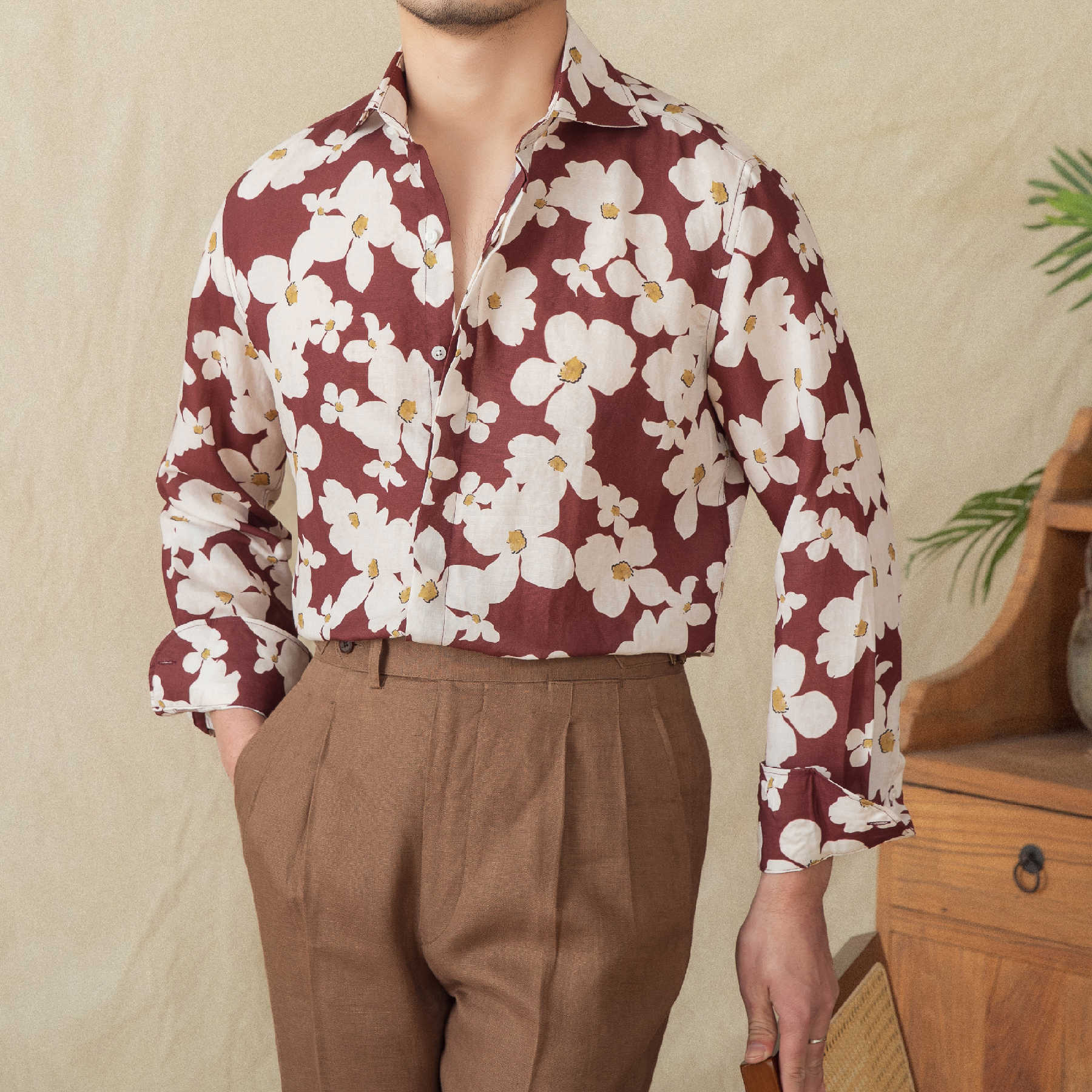 Men's Printed Long Sleeve Cardigan Shirt
