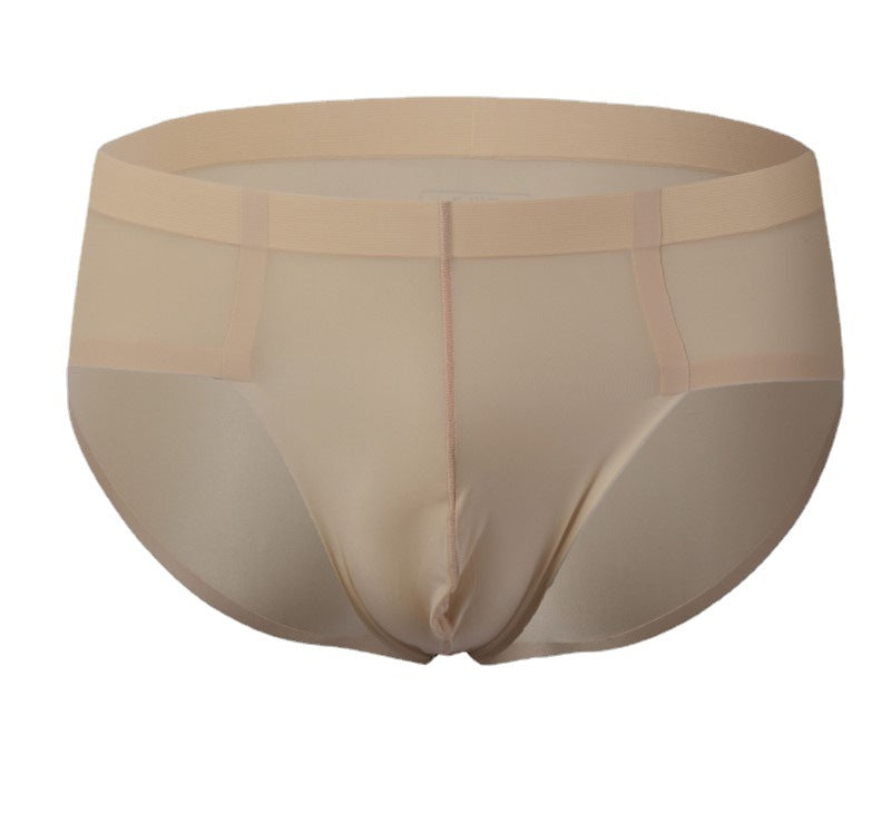 Men's Underwear Low Waist Briefs Ice Silk Transparent Shorts