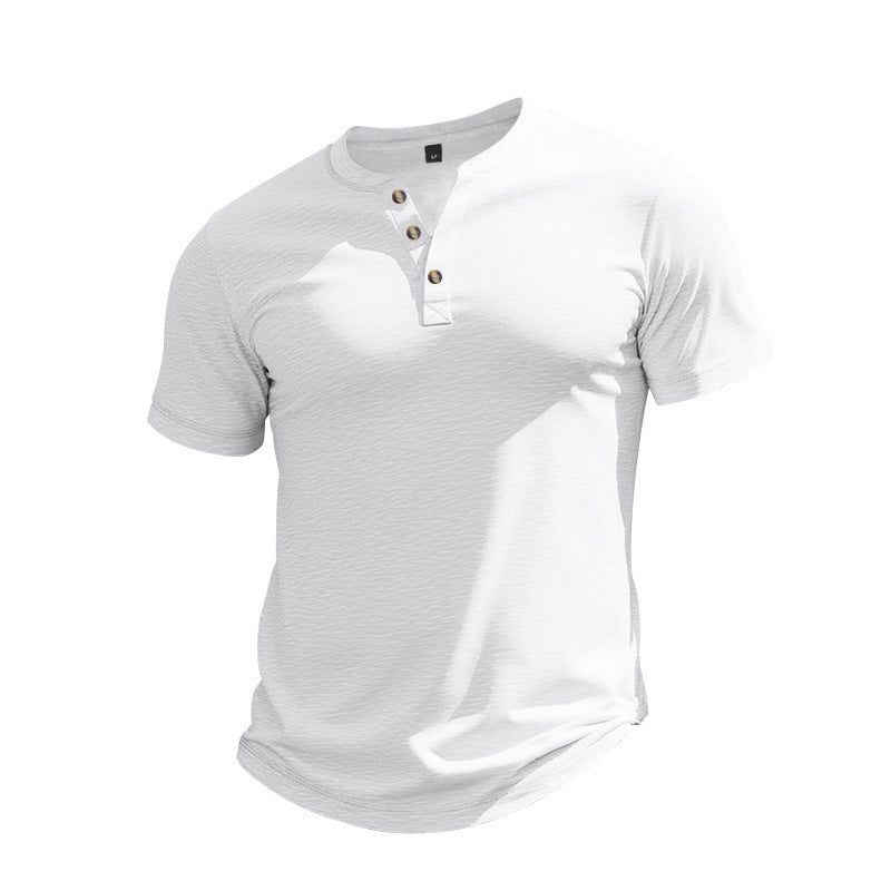 Muscle Bamboo Retro Henley Shirt Short Sleeve