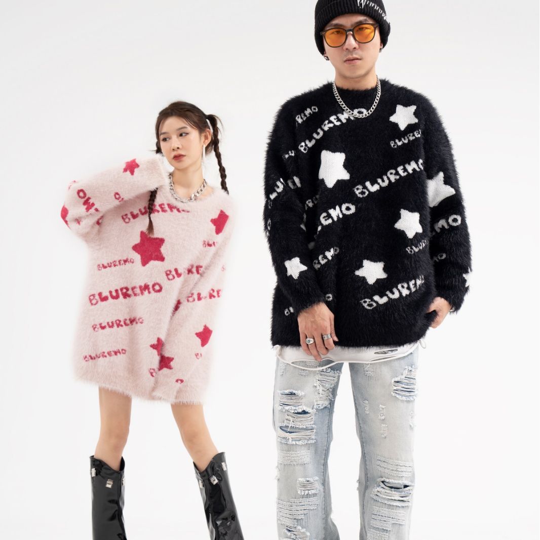 Simple Couple Knitted Sweater High Sense