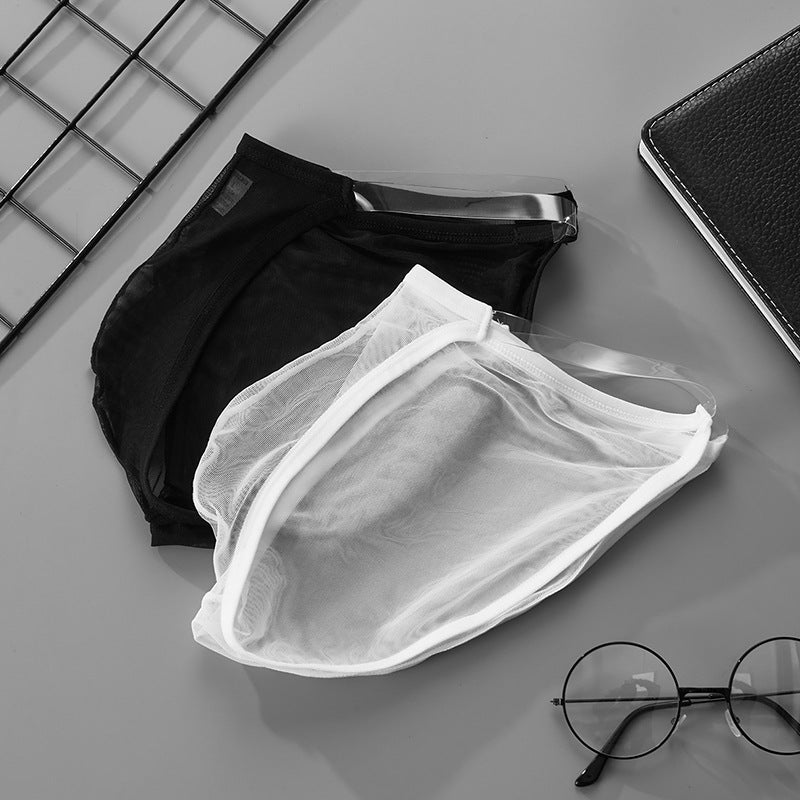 Men's Full Mesh Transparent Belt Thin Low Waist Breathable Briefs