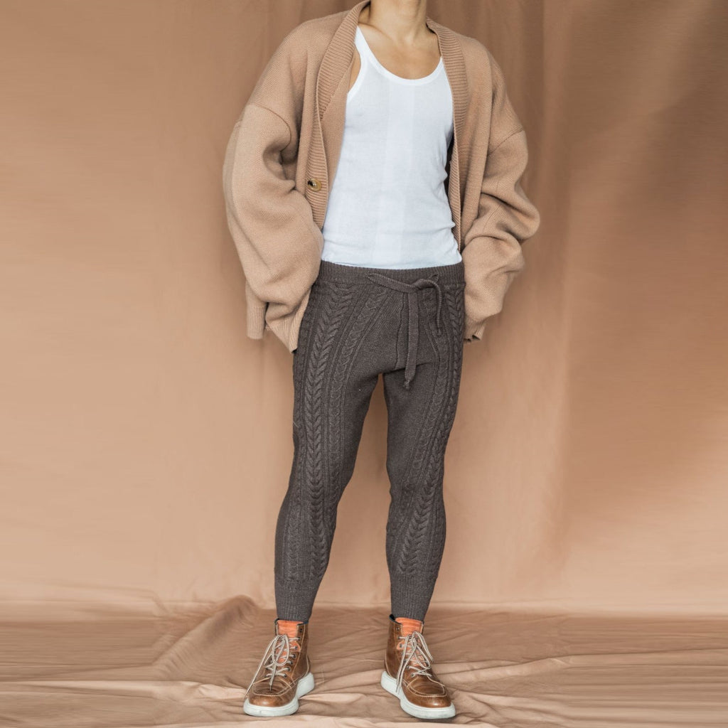Teenager Straight Solid Color Woolen Mid Waist Trousers Men