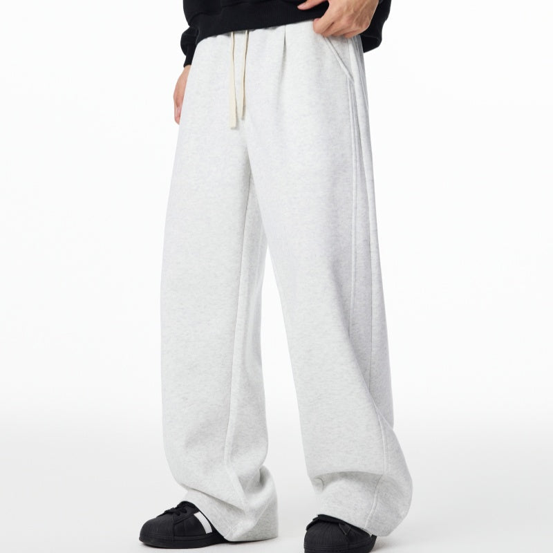 Loose Casual Fleece-lined Sweatpants For Autumn And Winter Straight-leg Sports