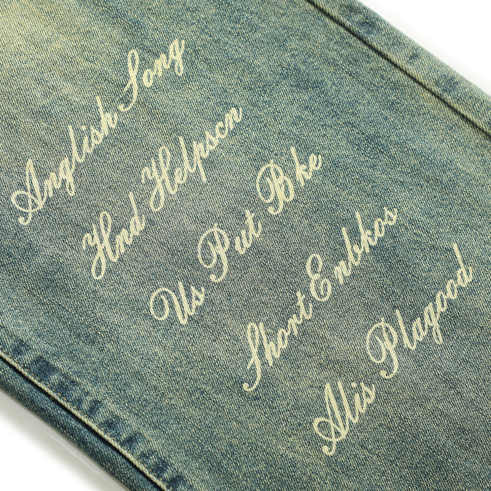Personalized Minority Letter Retro Washed Straight Jeans