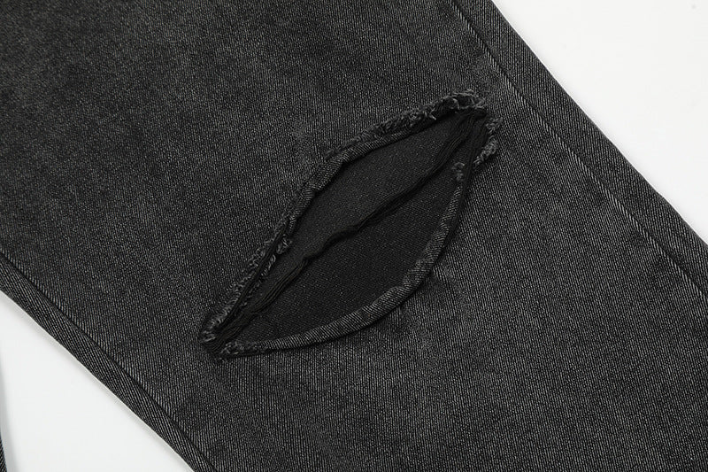 Dark Spider Embroidery Ripped Jeans For Men