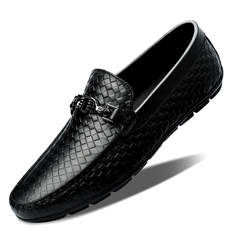 Spring And Summer White Lazy Doug Shoes Men's British Casual Leather Shoes