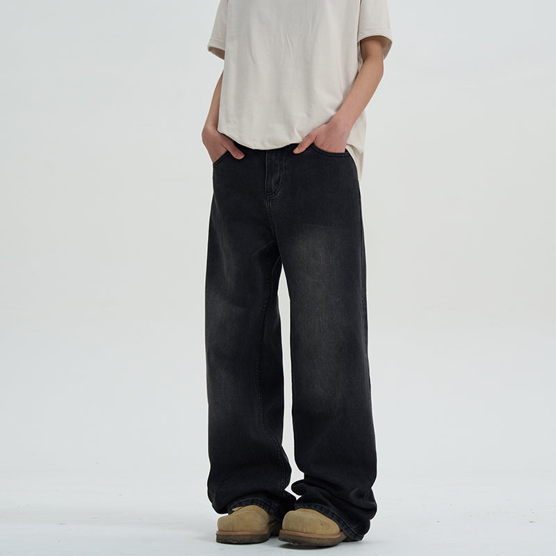 Second-hand Black Color Jeans Men's Straight Slimming Casual Pants