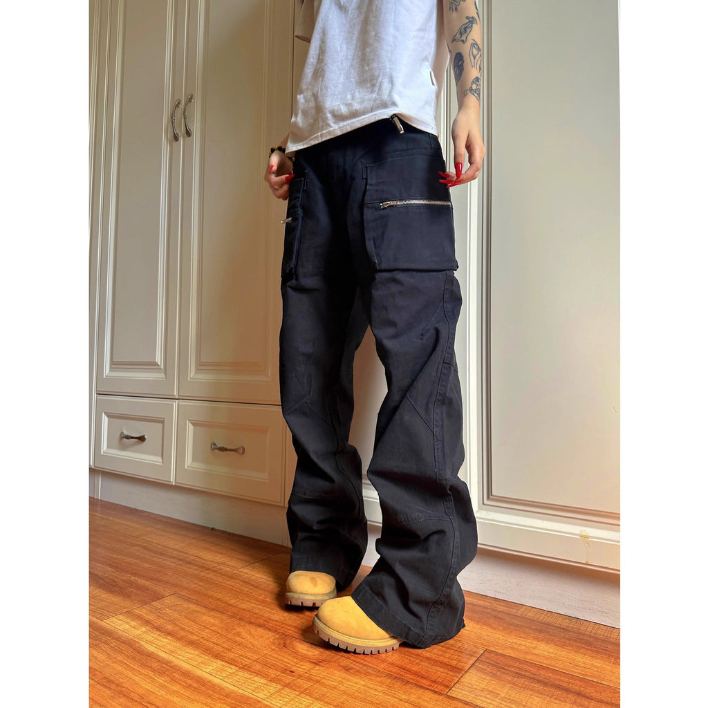 Double Zipper Workwear With Pocket Casual Pants
