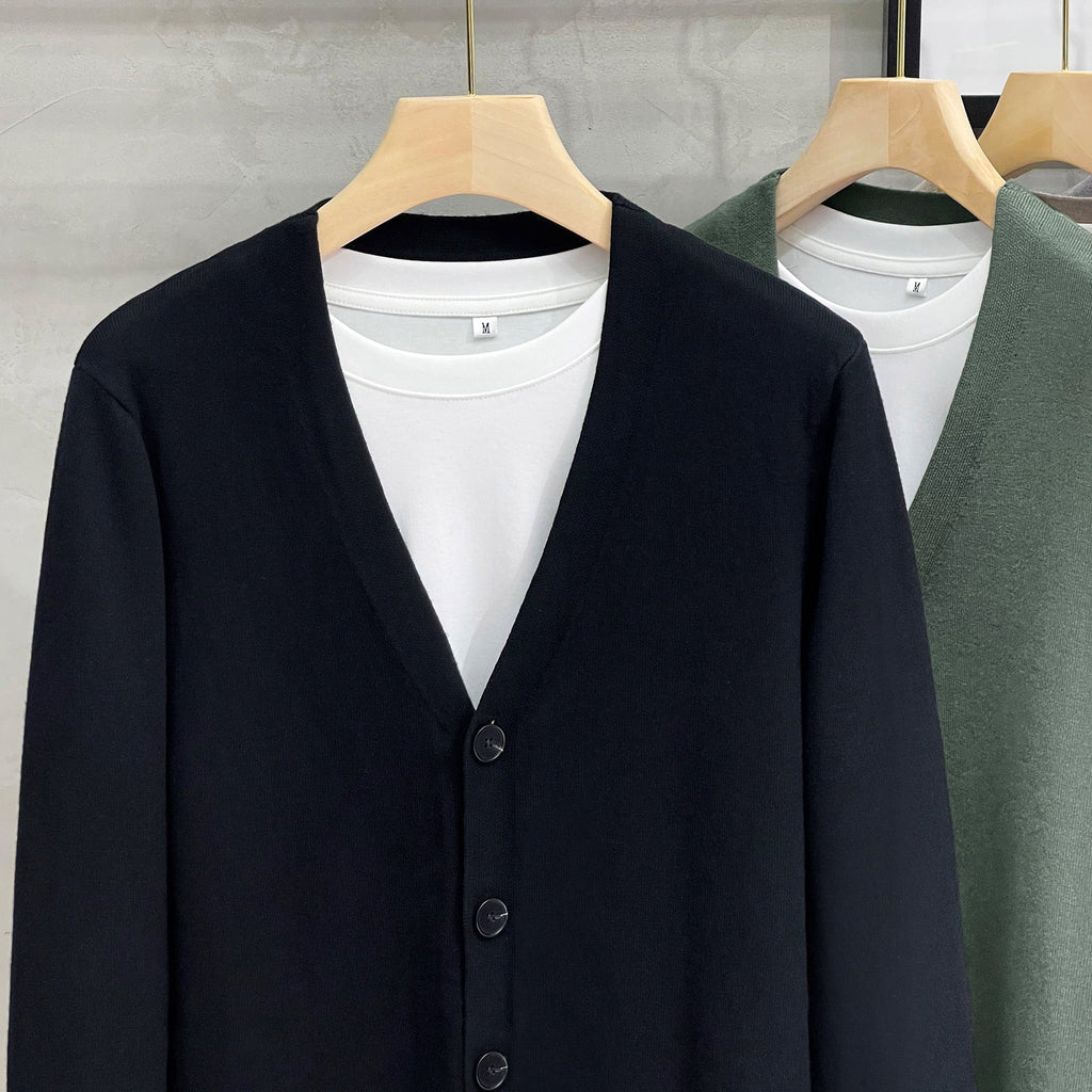 Knitted Cardigan Men's Sweater Coat Outer Wear Casual V-neck
