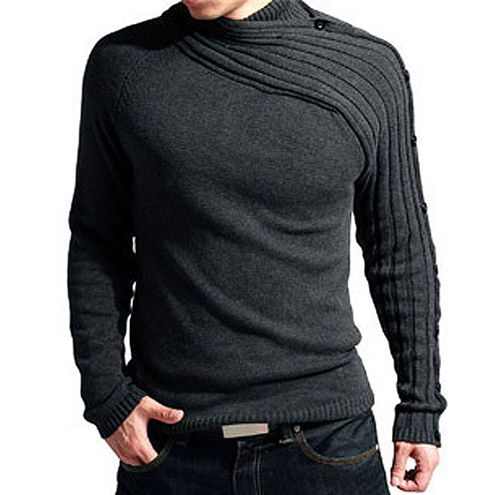 Men's Slim Knit Sweater Fashion Scarf Collar Base