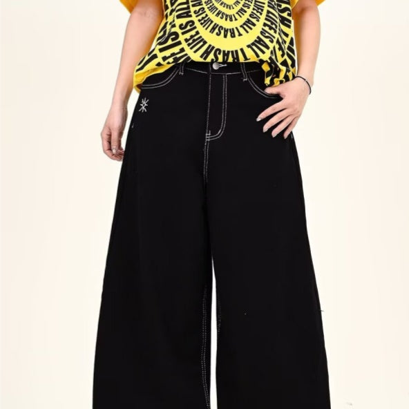 Personalized Letter Jeans Hip Hop Ins Trendy High Street Fashionable Pu Handsome Trousers