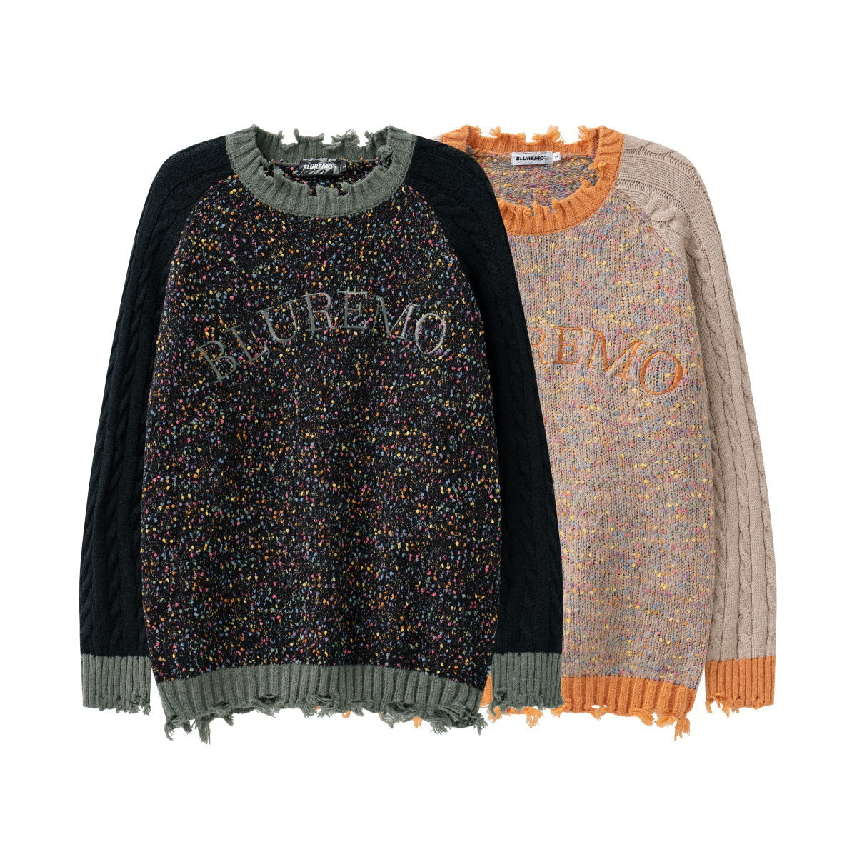 Patchwork Round Neck Couple's Dopamine Sweater