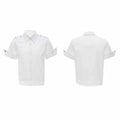 Niche Deconstruction Metal Buckle Design Short Sleeve Shirt Solid Color Simple Loose Cardigan