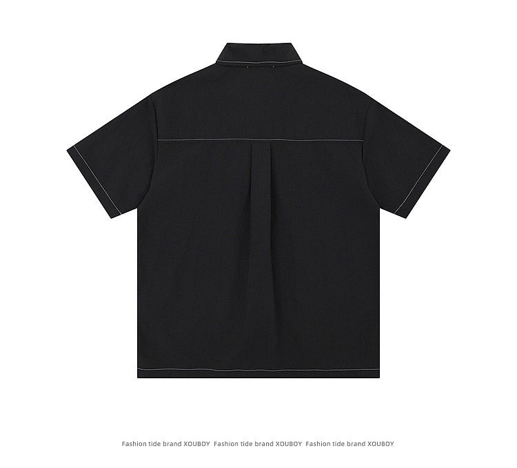 Two-color Deconstruction Design Stitching Short Sleeve