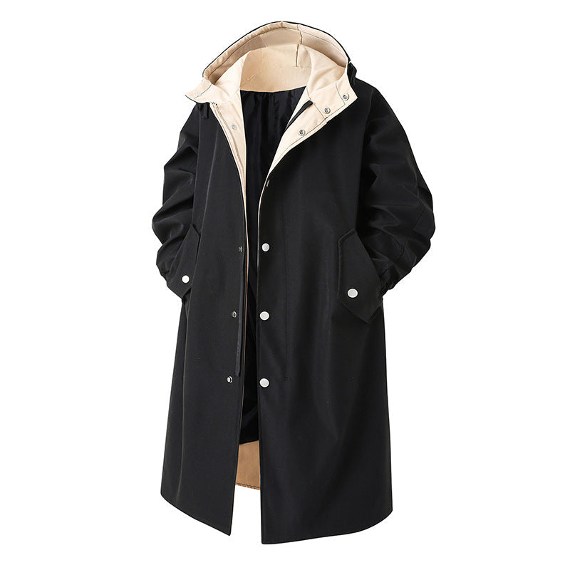 Men's Solid Color Large Size Casual Mid-length Trench Coat