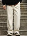 Casual Knit Fine Rib Men's Flannel Pants With Dropped Crotch