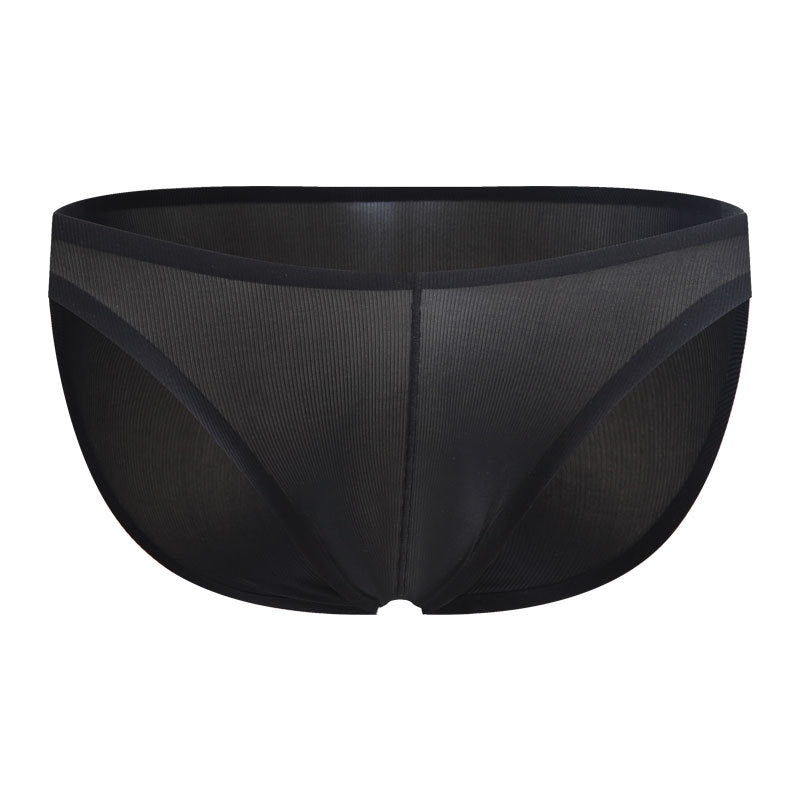 Seamless Men Thin Ice Silk Translucent U Convex Briefs